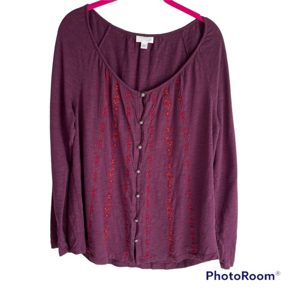 J.Jill Purple Long Sleeve Ladies Button Down Career Casual Top, M - Picture 1 of 6